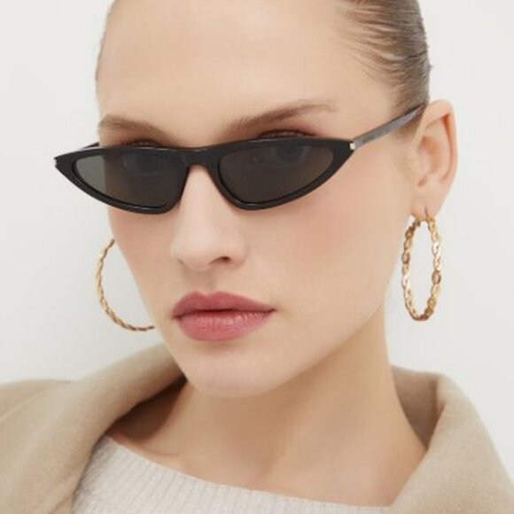 NEW SL703 001 SAINT LAURENT SUNGLASSES WOMEN BLACK OVAL EYEWEAR SL 703 001 - Picture 1 of 6